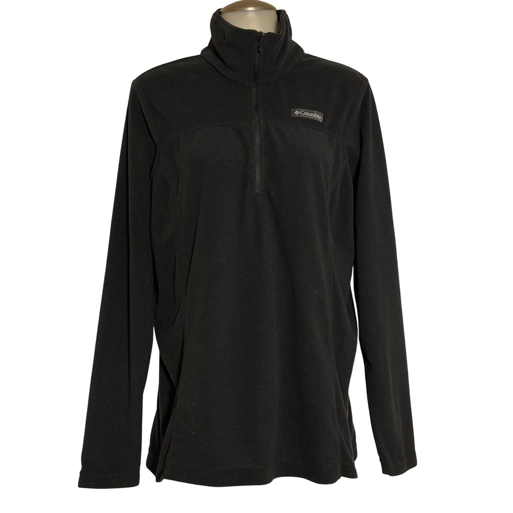Columbia Fleece Pullover Women Black‎ Excellent Quarter Zip Mock Neck Jacket XL